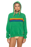 5 STRIPE RELAXED PULLOVER HOODIE - KELLY GREEN