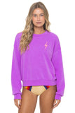 BOLT STITCH RELAXED CREW SWEATSHIRT - NEON PURPLE // NEON PINK