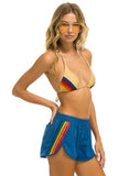 WOMEN'S 5 STRIPE FLEX BOARD SHORTS - DEEP OCEAN // RAINBOW