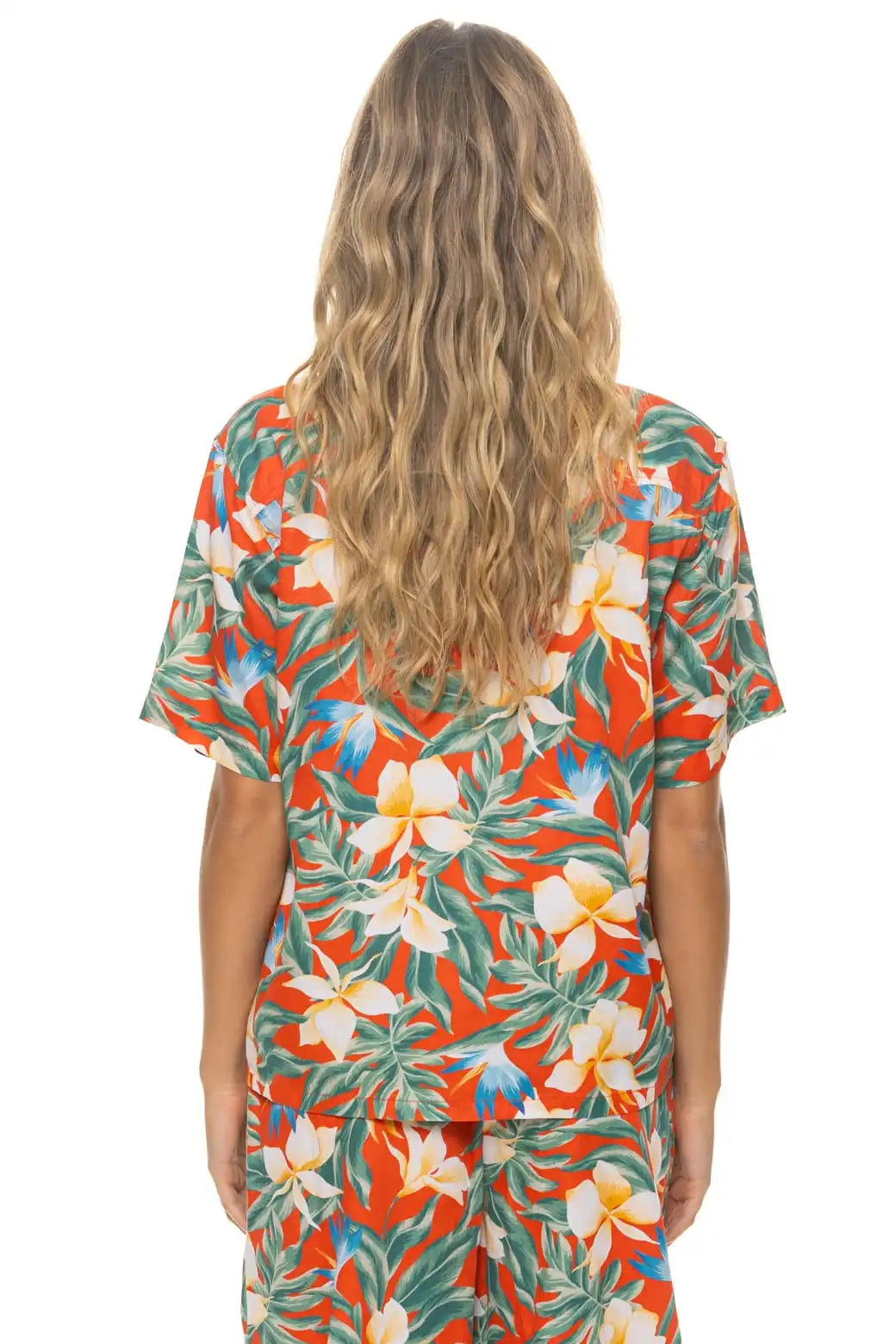 UNISEX COTTON LUXE POPLIN RESORT SHIRT - RED // KAUAI