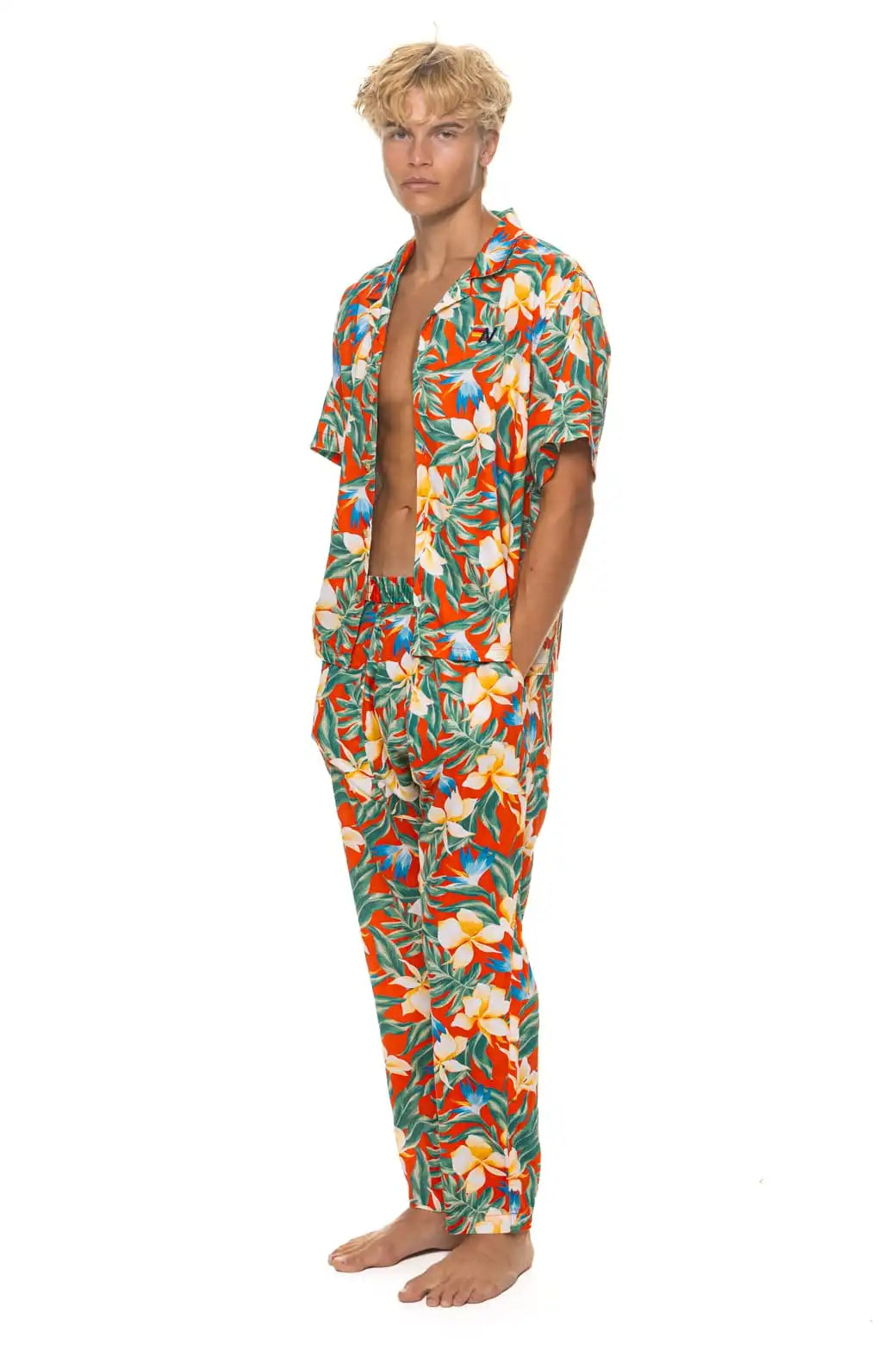 UNISEX COTTON LUXE POPLIN RESORT SHIRT - RED // KAUAI