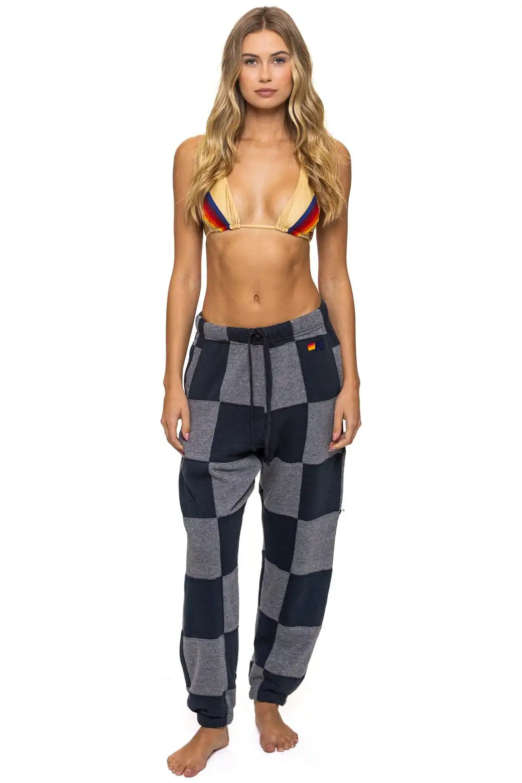 CHECK QUILTED SWEATPANTS - HEATHER // CHARCOAL
