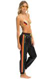 WOMEN'S 5 STRIPE WIND PANT - BLACK GLOSSY