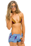BOLT VELVET REPEAT SHORTS - BLUE