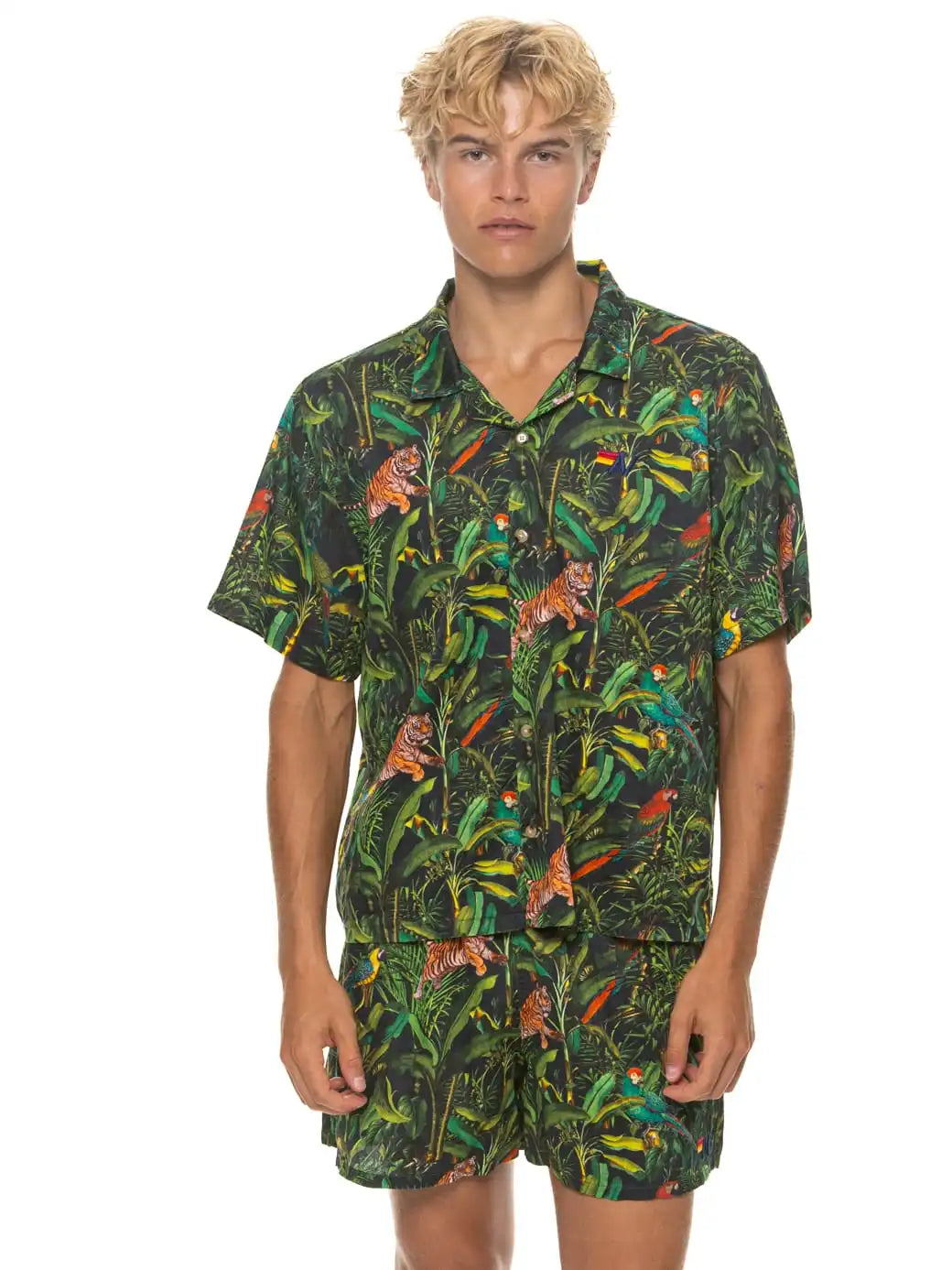 MEN'S COTTON LUXE POPLIN RELAXED SHORT - VINTAGE BLACK // JUNGLE