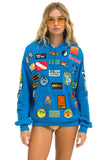 VINTAGE PATCH RELAXED PULLOVER HOODIE- OCEAN