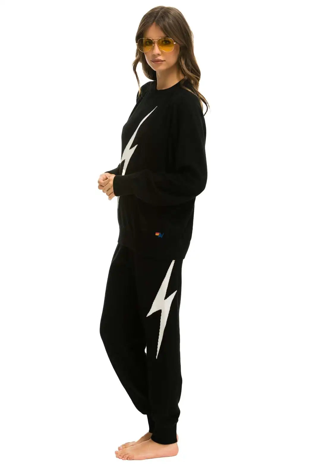 BOLT CASHMERE LIGHT SWEATER PANT - BLACK // WHITE BOLT