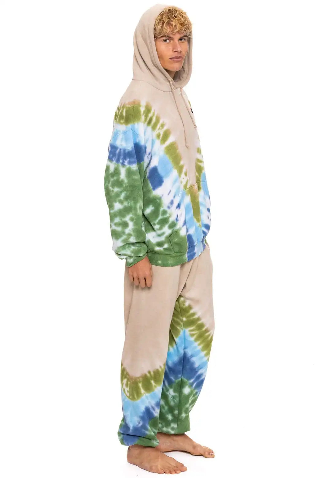 HAND DYED V SWEATPANTS - TIE DYE SAND // BLUE GREEN
