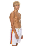 MEN'S 5 STRIPE FLEX SHORTS 7 INCH - WHITE