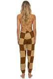 CHECK QUILTED SWEATPANTS - TAN // CINNAMON