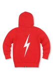 KIDS BOLT PRINT ZIP HOODIE - RED