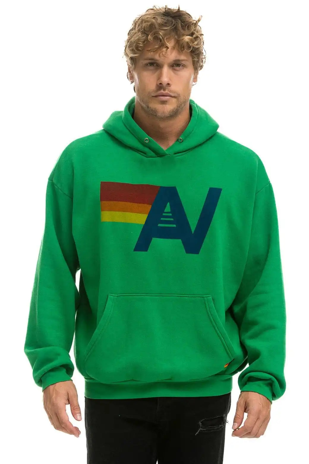 LOGO PULLOVER RELAXED HOODIE - KELLY GREEN