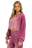 VENICE SURFER CROPPED CREW SWEATSHIRT RELAXED - FADED BERRY