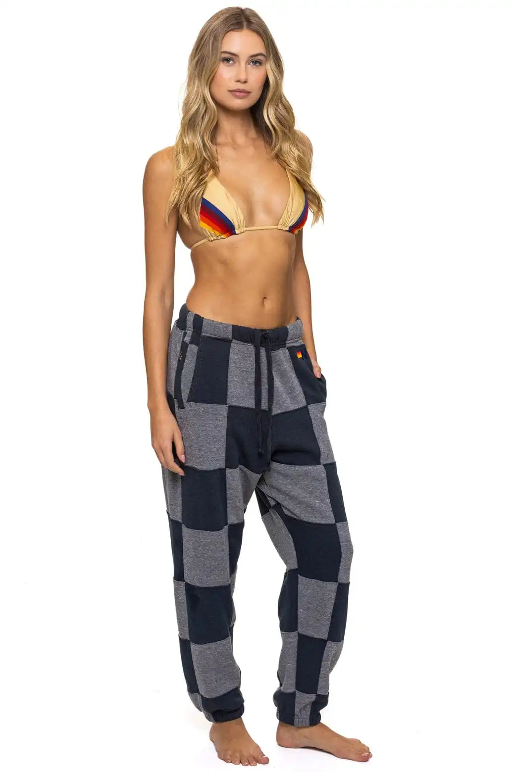 CHECK QUILTED SWEATPANTS - HEATHER // CHARCOAL