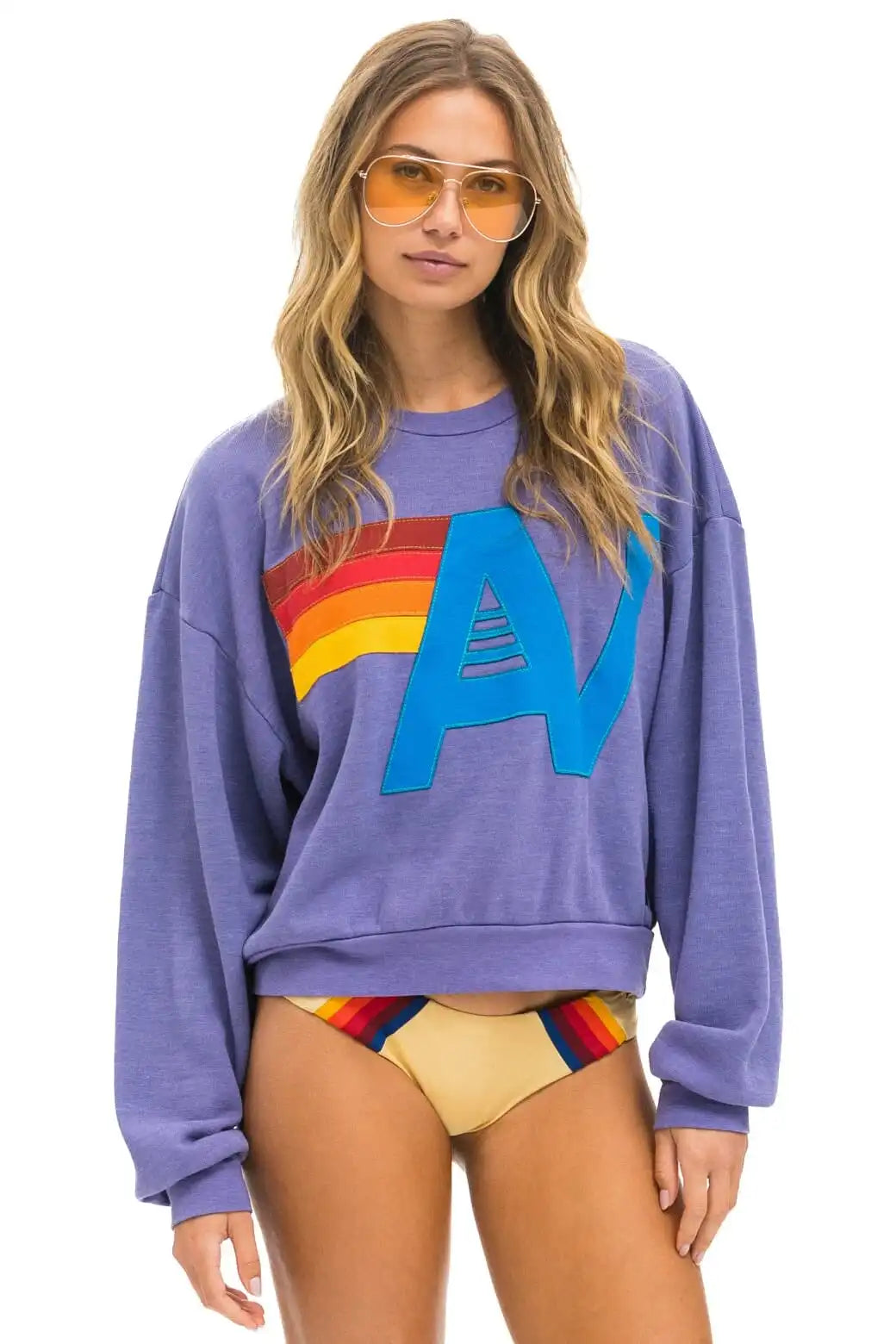 LOGO STITCH RELAXED CREW SWEATSHIRT - LAVENDER