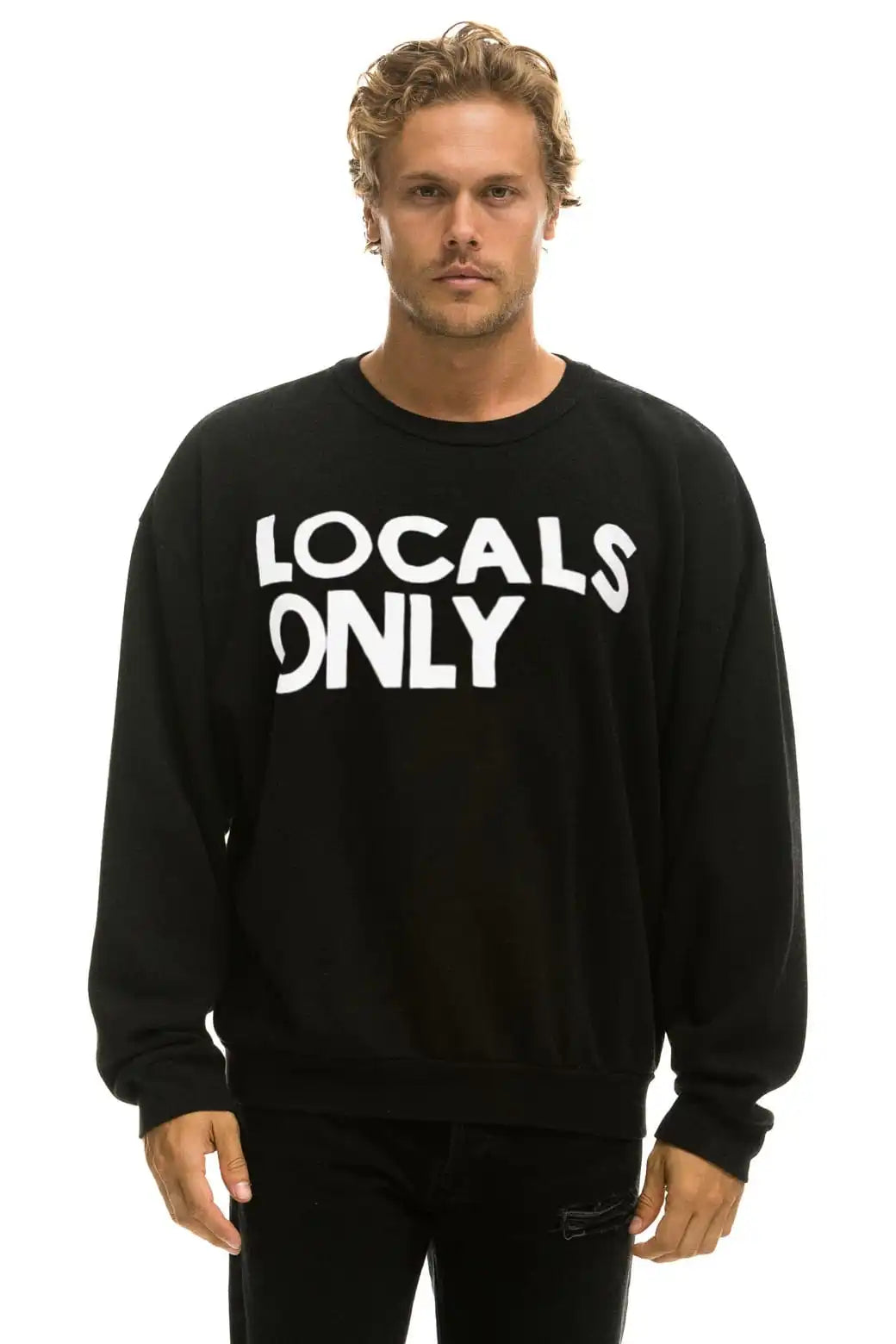 LOCALS ONLY RELAXED CREW SWEATSHIRT - BLACK