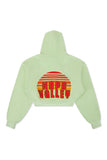 PALM TREE FEST NAPA 2025 CROPPED ZIP HOODIE RELAXED - LIME CREAM