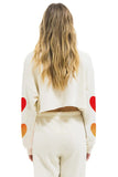 LOVER HEART FADE CROPPED CREW SWEATSHIRT - VINTAGE WHITE