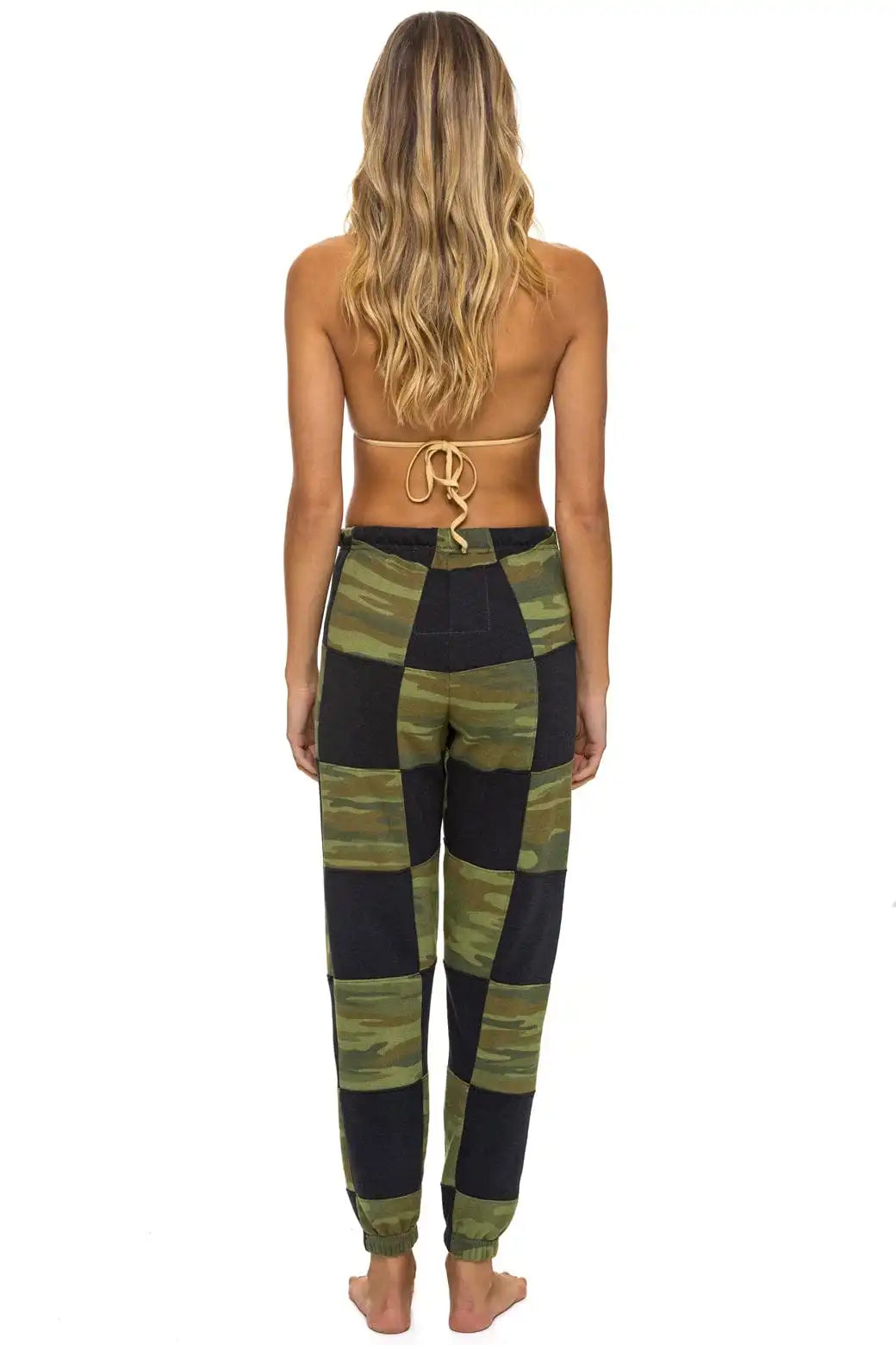 CHECK QUILTED SWEATPANTS - SMOKE // CAMO