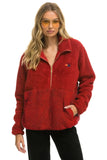 TEDDY UNISEX HALF ZIP JACKET - CHERRY