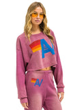 VINTAGE LOGO CROPPED CREW SWEATSHIRT RELAXED - FADED BERRY