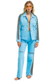BOLT STRIPE HI RISE WIDE-LEG GYPSY JEAN - SKY