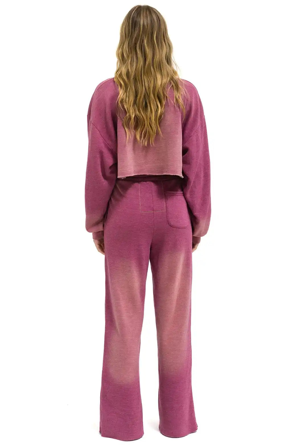 BOLT STITCH CROPPED CREW SWEATSHIRT RELAXED - FADED BERRY