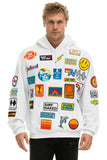 VINTAGE PATCH RELAXED PULLOVER HOODIE- WHITE