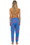 CHECK QUILTED SWEATPANTS - LAVENDER // OCEAN