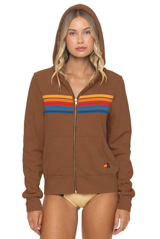 5 STRIPE HOODIE - CINNAMON