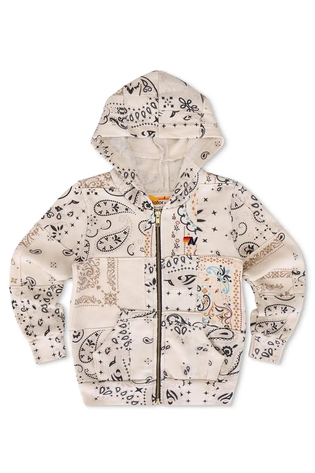 KID'S BANDANA QUILTED ZIP HOODIE - VINTAGE WHITE