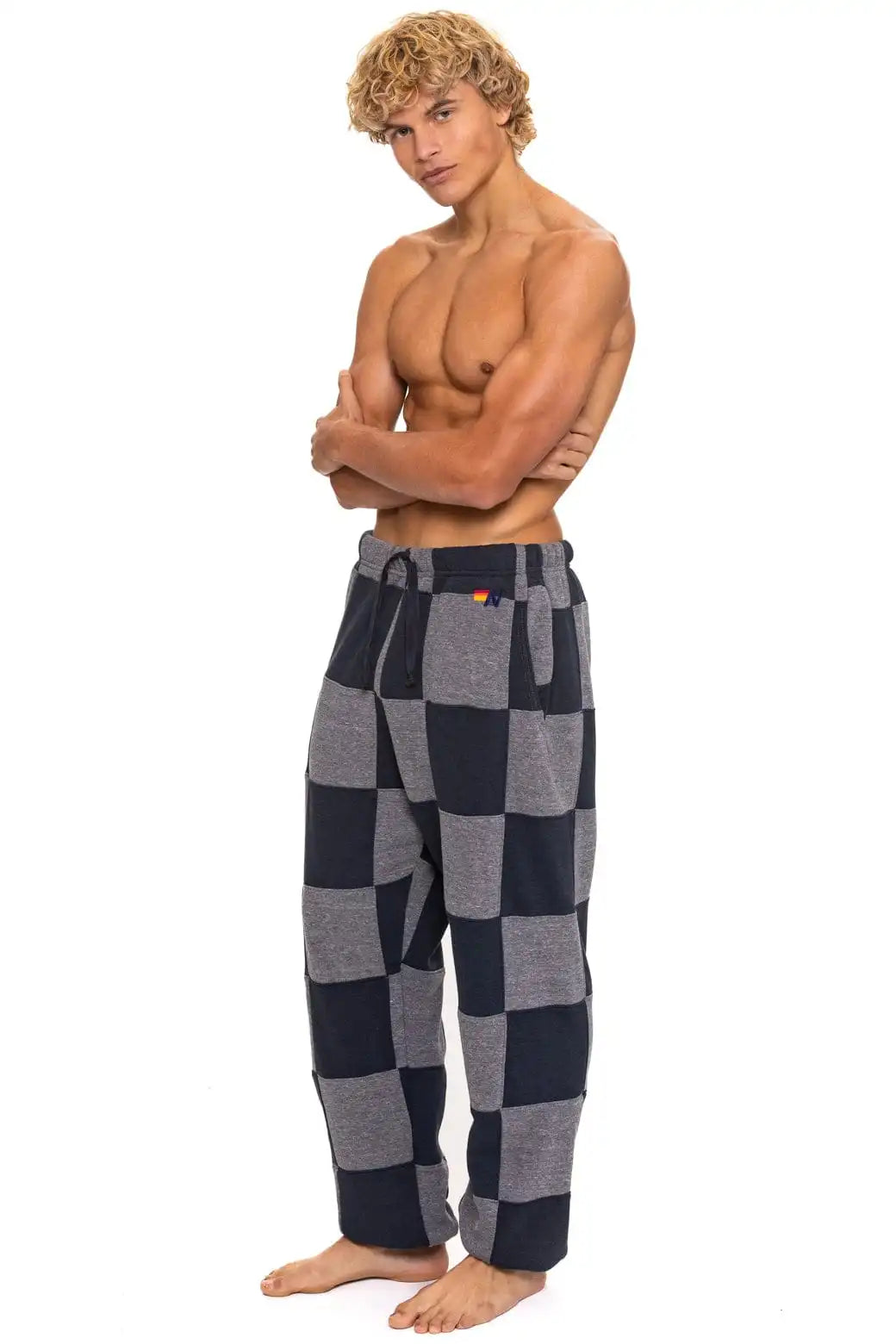 CHECK QUILTED SWEATPANTS - HEATHER // CHARCOAL