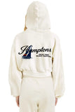 PALM TREE FEST HAMPTONS 2026 CROPPED ZIP HOODIE RELAXED - VINTAGE WHITE