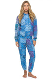 BANDANA QUILTED RELAXED PULLOVER HOODIE - BLUE