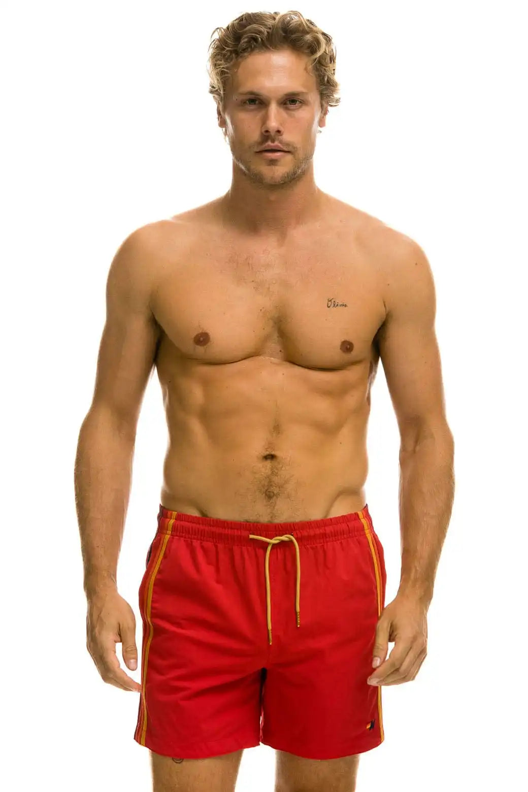 MEN'S 5 STRIPE FLEX SHORTS - RED