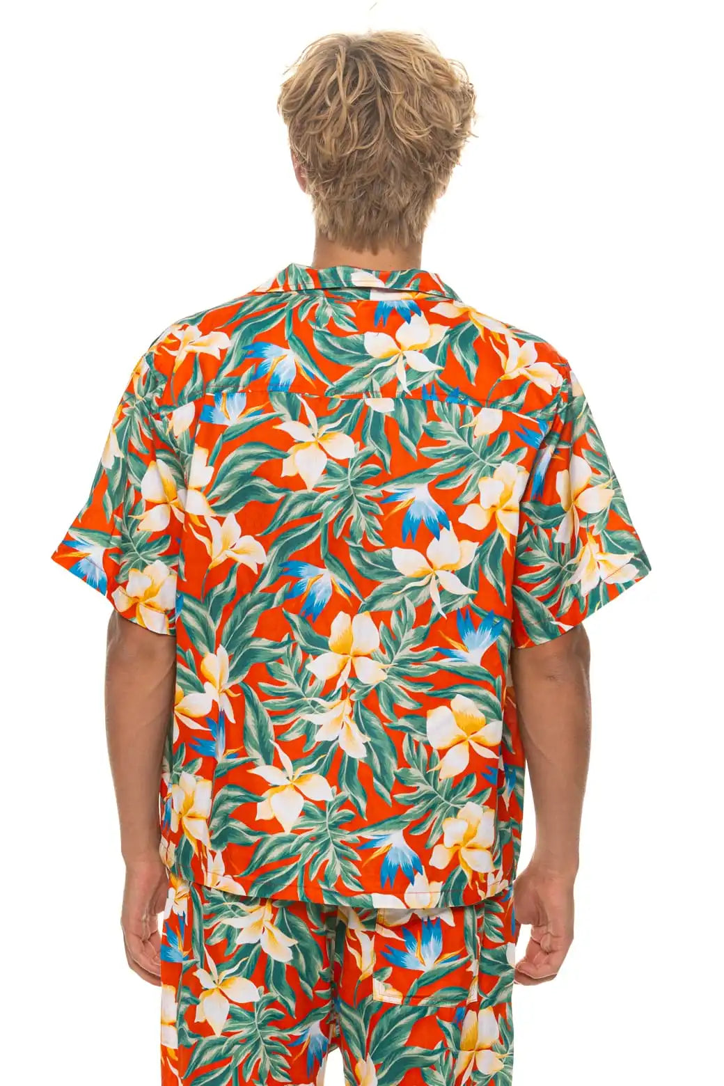 UNISEX COTTON LUXE POPLIN RESORT SHIRT - RED // KAUAI