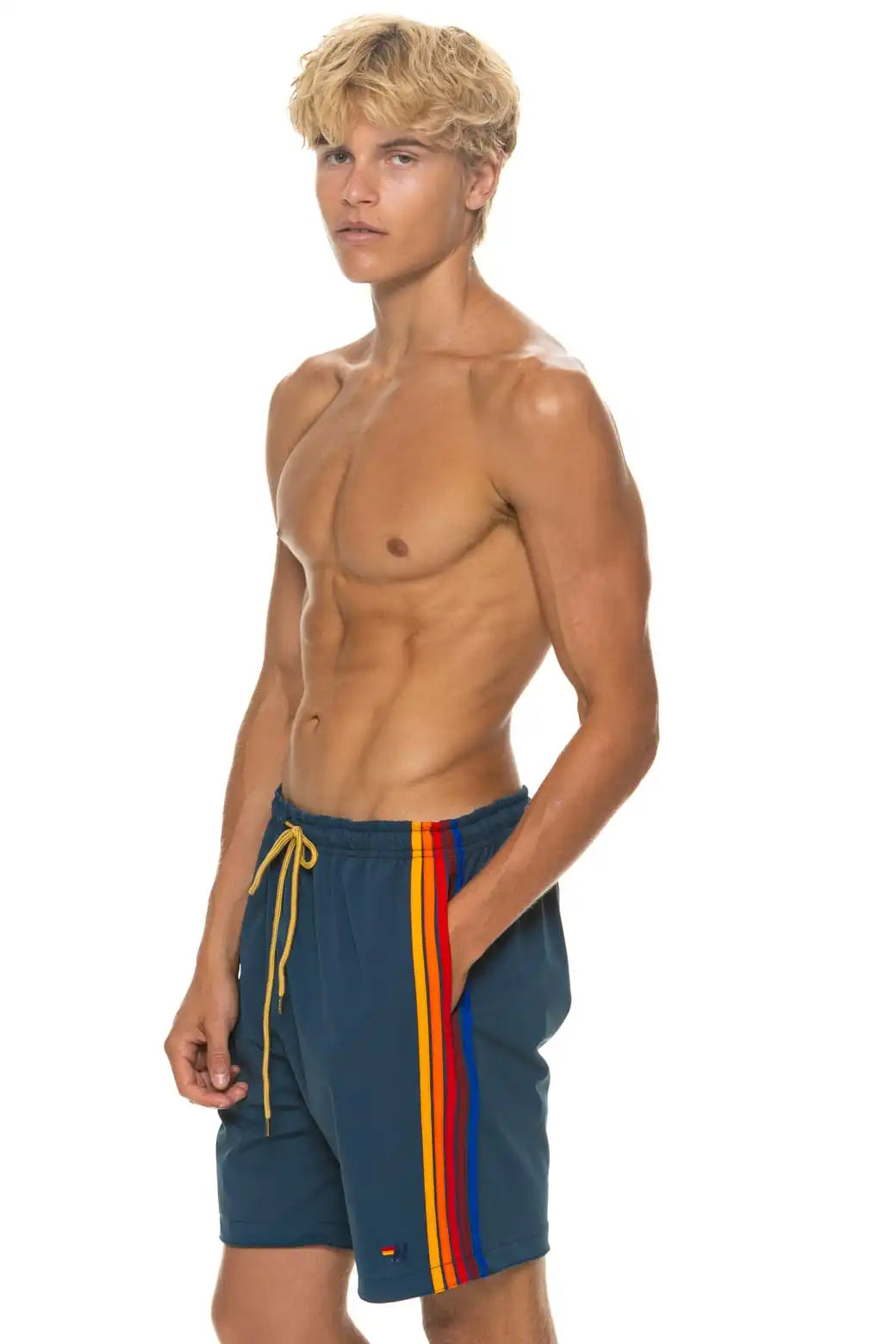 MEN'S 5 STRIPE FLEX SHORTS 7 INCH - DEEP OCEAN