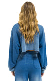 AN 3D CROPPED CREW SWEATSHIRT RELAXED - FADED WATER