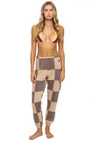 CHECK QUILTED SWEATPANTS - SAND // TAUPE