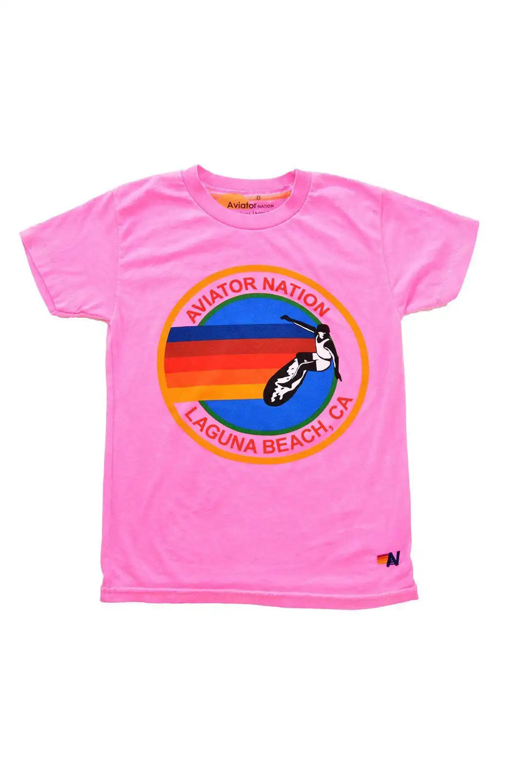 KID'S AVIATOR NATION LAGUNA BEACH TEE - NEON PINK