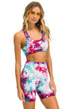 HAND DYED 6 INCH HI-RISE BIKER SHORT - TIE DYE TURQUOISE