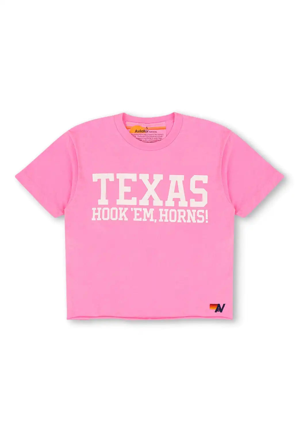 UNIVERSITY OF TEXAS BOLT HOOKEM BOYFRIEND TEE - NEON PINK