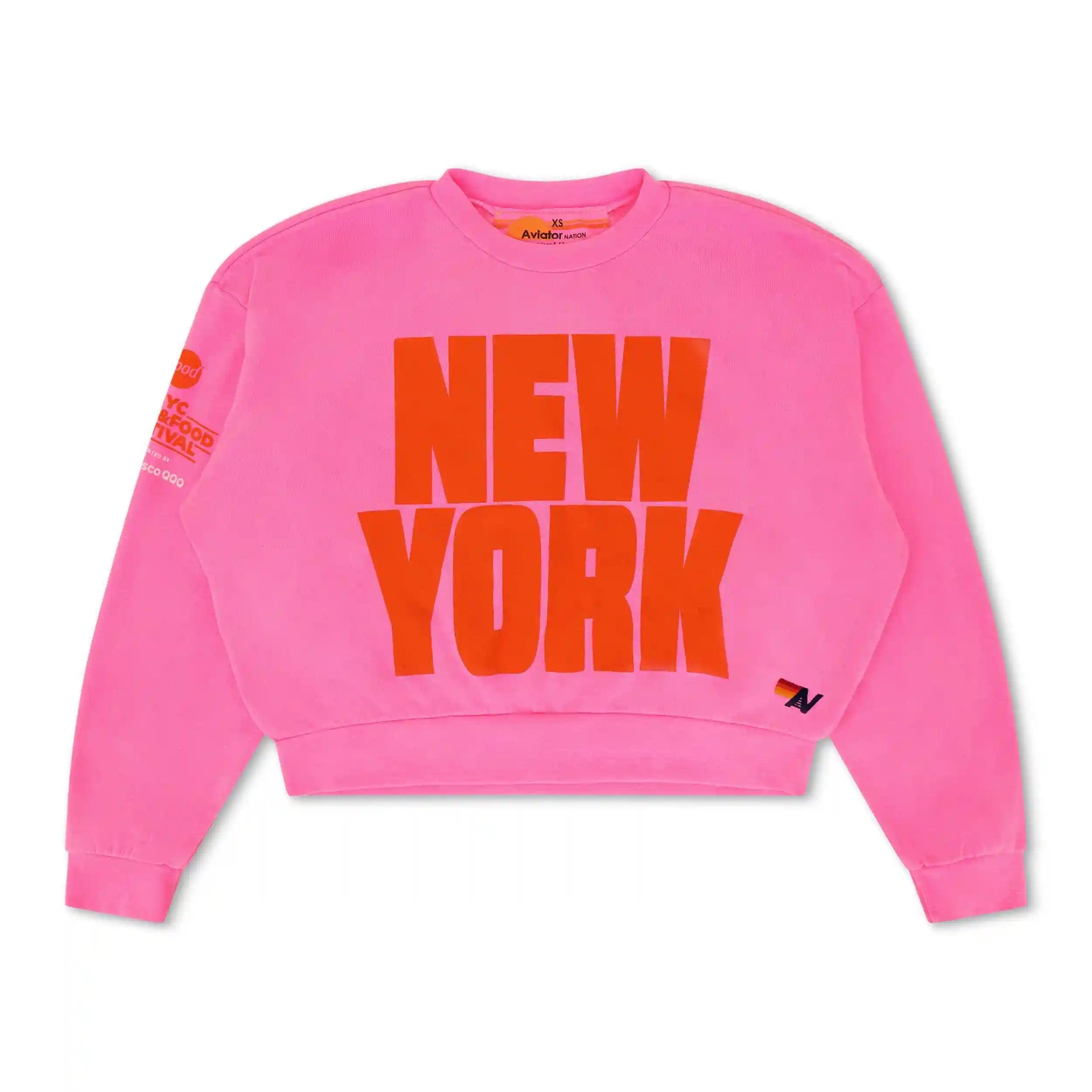 NEW YORK WINE & FOOD 2025 CREW SWEATSHIRT RELAXED - NEON PINK