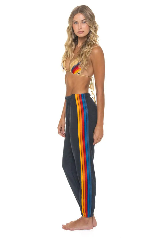 5 STRIPE SWEATPANTS - CHARCOAL