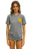SMILEY 2 CREW TEE - HEATHER GREY