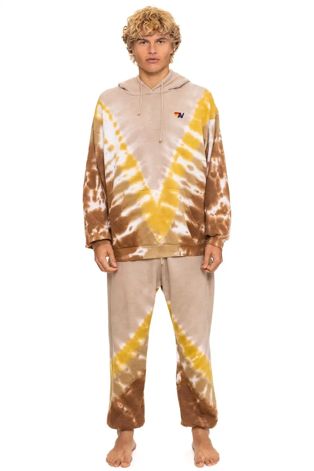 HAND DYED V SWEATPANTS - TIE DYE SAND // CINNAMON