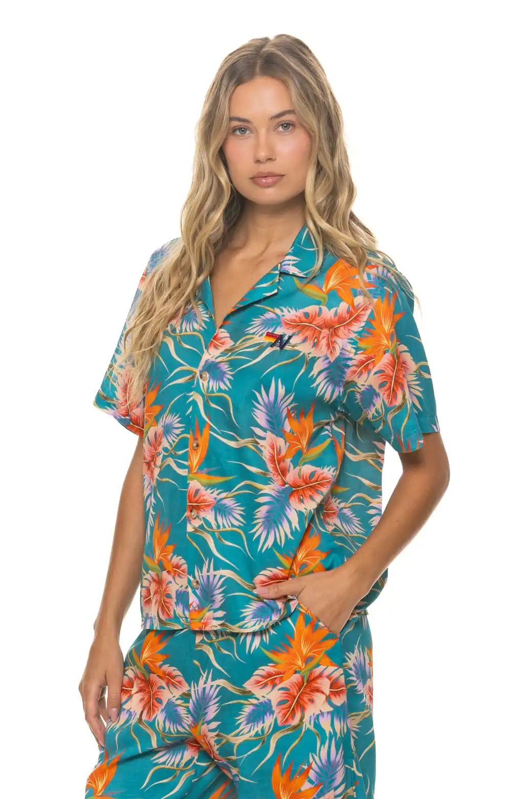 UNISEX COTTON LUXE POPLIN RESORT SHIRT - BLUE // HAWAII