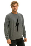 UNISEX BOLT CASHMERE LIGHT SWEATER - DEEP HEATHER // BLACK BOLT