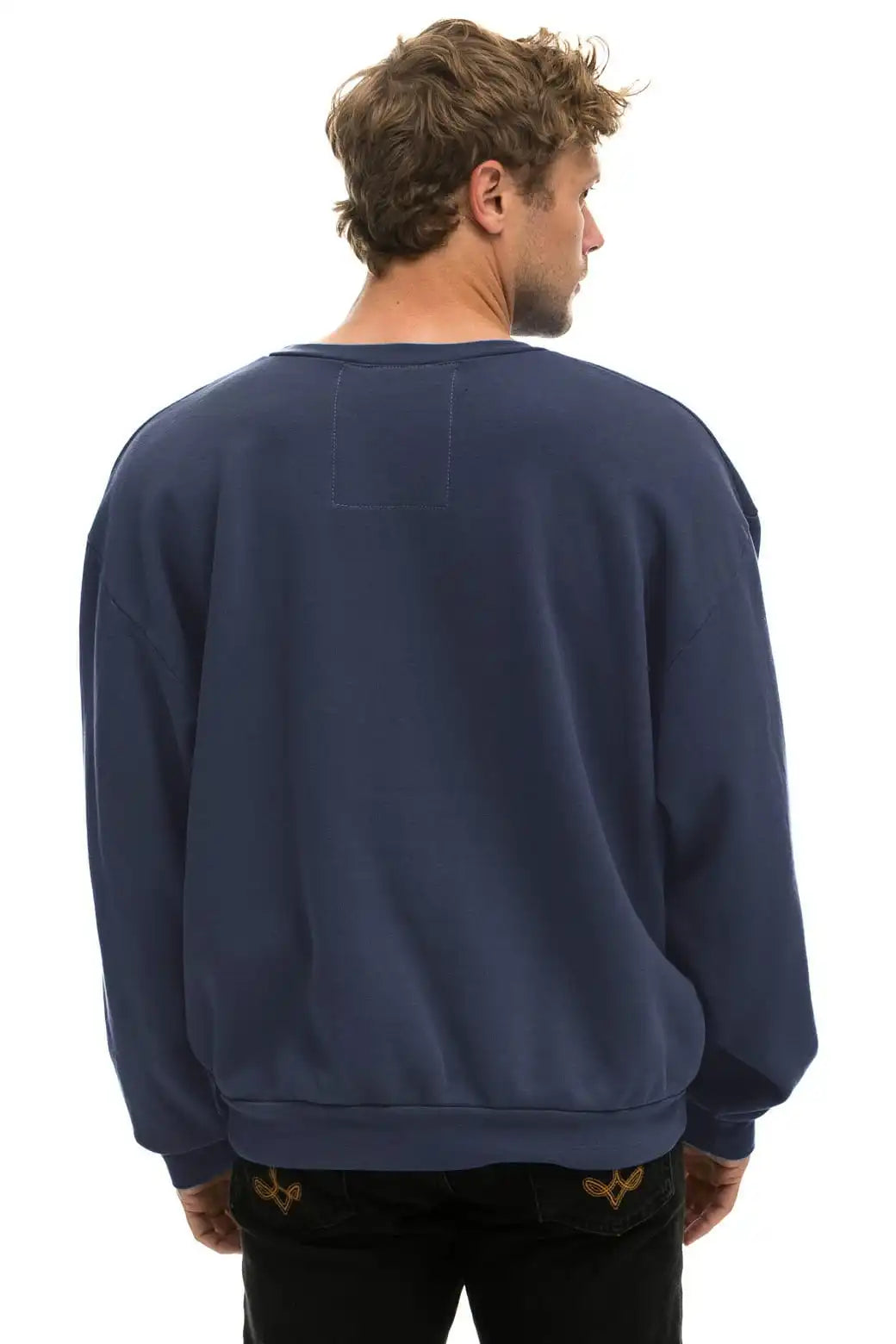 BOLT STITCH RELAXED CREW SWEATSHIRT - NAVY // WHITE