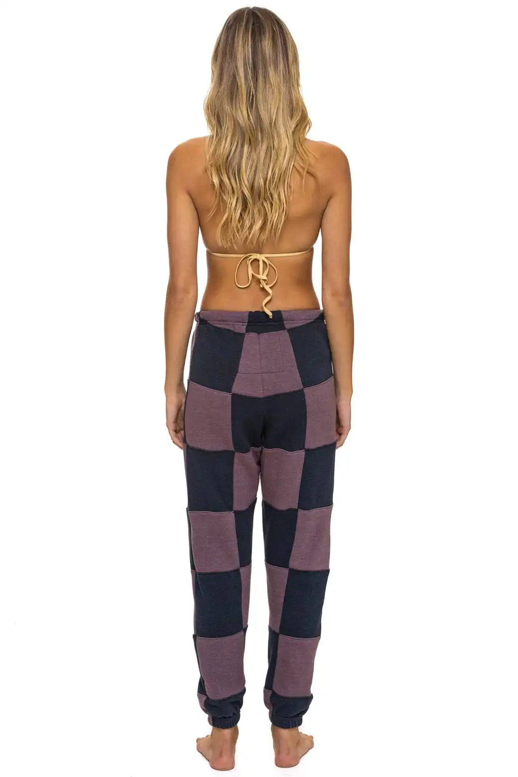 CHECK QUILTED SWEATPANTS - CHARCOAL // MOCHA